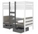 Lit mezzanine et superposé 2 couchages avec 2 tiroirs de rangement blanc et gris graphite 90x200 cm Sulutia - Photo n°1