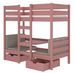 Lit mezzanine et superposé 2 couchages avec 2 tiroirs de rangement rose 90x200 cm Sulutia - Photo n°1