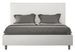 Lit moderne 140x200 cm avec tête de lit rayures verticales matelassé simili cuir blanc Bazen - Photo n°1