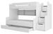 Lit superposé bois blanc 3 couchages 90x200 cm avec étagère et escaliers de rangement Karel - Photo n°1