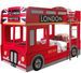 Lit superposé bus Londres 90x200 cm bois laqué rouge Cara - Photo n°1