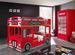Lit superposé bus Londres 90x200 cm bois laqué rouge Cara - Photo n°2
