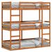 Lit superposé triple marron cire 90x200 cm bois de pin massif - Photo n°1