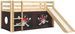 Lit toboggan 90x200 cm avec tente pirate marron pin massif clair Pino - Photo n°1