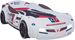 Lit voiture blanc avec phares bruitages et télécommande Karting 90x190 cm - Photo n°1