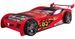 Lit voiture de course 90x200 cm LIMAN – Bois rouge – Sommier inclus - Photo n°1