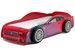 Lit voiture enfant PATONE 90x200 cm – Bois MDF laqué rouge – Sommier inclus - Photo n°1
