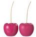 Lot de 2 cerises déco en résine rose brillant et mat - H 41 cm / H 56 cm - Photo n°1