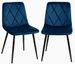 Lot de 2 chaises ARIEL – Velours matelassé à losanges & pieds acier noir - Photo n°1