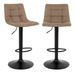 Lot de 2 chaises de bar en microfibre capitonné et pieds en acier noir MODA – Hauteur réglable de 61 à 81 cm - Photo n°1