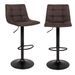 Lot de 2 chaises de bar en microfibre capitonné et pieds en acier noir MODA – Hauteur réglable de 61 à 81 cm - Photo n°1