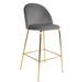 Lot de 2 chaises de bar en velours et pieds métal doré PINOZ – Hauteur d'assise 77 cm - Photo n°1
