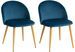 Lot de 2 chaises Kazon - Velours élégant et pieds métal effet bois clair - Photo n°1