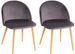 Lot de 2 chaises Kazon - Velours élégant et pieds métal effet bois clair - Photo n°1