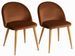 Lot de 2 chaises Kazon - Velours élégant et pieds métal effet bois clair - Photo n°1
