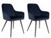 Lot de 2 fauteuils de salle à manger KARU – Velours et pieds métal noir - Photo n°1