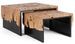 Lot de 2 tables basses carrée en racines de teck et acier noir GREKA 100 cm - Photo n°1