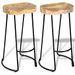 Lot de 2 tabouret en bois massif et métal noir LOKA - Assise 76 cm - Photo n°1