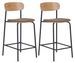 Lot de 2 tabourets de bar en bois, tissu et métal ESTEPONA - Hauteur d'assise 66 cm - Photo n°1
