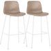 Lot de 2 tabourets Kyra en polypropylène beige avec pieds en acier blanc - Design contemporain - Photo n°1