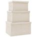 Lot de 3 boîtes de rangement empilables – Tissu crème - Photo n°1