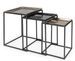 Lot de 3 tables basses carrées BRINA – Aluminium vieilli & acier noir - Photo n°1