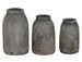 Lot de 3 vases décoratifs en terre cuite gris antique VELAS – Hauteur 17/20/22 cm - Photo n°1