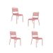 Lot de 4 chaises de jardin - Acier - Rose - Photo n°1