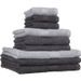Lot de 9 serviettes de bain ESSENTIAL - 100% Coton - 50 / 90 / 130 cm - Coloris fusain et acier - TODAY - Photo n°1