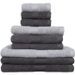 Lot de 9 serviettes de bain ESSENTIAL - 100% Coton - 50 / 90 / 130 cm - Coloris fusain et acier - TODAY - Photo n°3