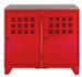 Meuble 2 portes métal rouge et plateau chêne naturel Naya L 80 x H 75 x P 40 cm - Photo n°2
