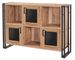 Meuble de rangement 3 portes et 3 niches bois naturel et acier noir Lika 126 cm - Photo n°1