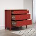 Meuble de rangement 3 tiroirs bois massif rouge et naturel Elisa - Photo n°7