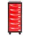 Meuble de rangement sur roulettes 6 tiroirs métal rouge et noir Folia - Photo n°2