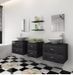Meuble de salle de bain 15 pièces bois laqué noir Val - Photo n°3