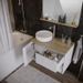 Meuble salle de bain avec vasque + miroir - 1 tiroir 1 portes - Décor chene et blanc - L 80 x P 46 x H 63 cm - LARS - Photo n°4