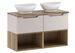Meuble salle de bain double vasque suspendu NOVA Taupe 100 cm avec plan de travail effet chêne et vasques LOLA - Photo n°1