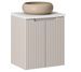 Meuble salle de bain suspendu 2 portes NOVA taupe – Vasque ronde cappuccino avec plan - Photo n°1