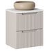Meuble salle de bain suspendu 2 tiroirs NOVA taupe – Vasque ronde cappuccino avec plan - Photo n°1