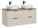 Meuble sous-vasque suspendu 4 tiroirs ADEL 120 cm avec 2 vasques – Design rainuré - Photo n°1