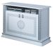 Meuble TV 2 portes 1 niche bois vernis laqué brillant blanc et gris Venus 100 cm - Photo n°1