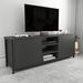 Meuble TV 2 portes 2 étagères acier noir et bois anthracite Klazika 140 cm - Photo n°3