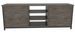 Meuble TV 2 portes 2 étagères acier noir et bois marron gris foncé Klazika 140 cm - Photo n°1