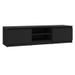 Meuble TV 2 portes 2 niches bois noir brillant Cyna 140 cm - Photo n°1