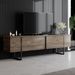 Meuble TV 2 portes battantes en bois clair avec pieds en acier noir taky 180 cm - Photo n°2