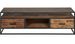 Meuble TV 2 tiroirs acacia massif foncé et pieds métal noir Corbin 185 cm - Photo n°1