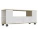 Meuble TV 2 tiroirs bois blanc et chêne clair Tacar 120 cm - Photo n°1