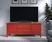Meuble TV 3 portes 1 tiroir rouge et bois clair Elisa - Photo n°10
