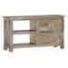 Meuble TV 3 tiroirs manguier fini chêne gris Teash 110 cm - Photo n°1