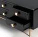 Meuble TV 8 tiroirs bois massif noir et pieds métal doré 160 cm - Photo n°2